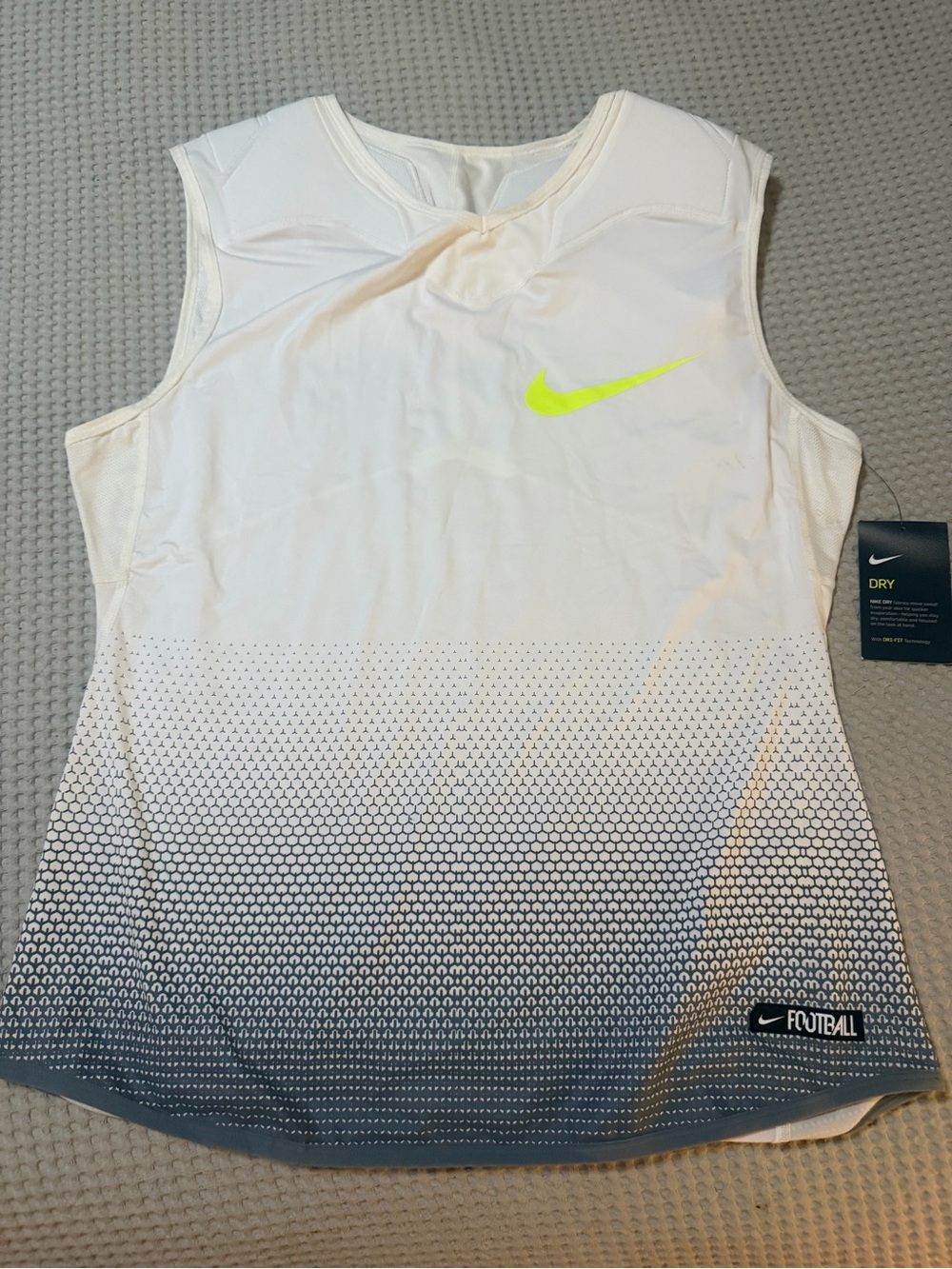 Nike White Tank Top with Neon Yellow Swoosh Accent